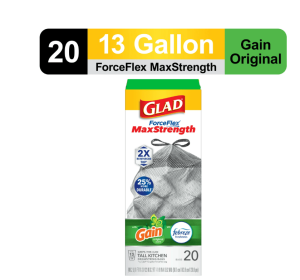 Glad ForceFlex MaxStrength Scented Kitchen Trash Bags, 13 Gallon, 20 Bags