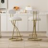 Bar Stools Set of 2 S-shaped Gold Barstools with Backrest Floral Print Upholstered Dining Chairs Counter Height Stool for Kitchen Island (Gold & White