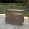 Grill Carts Outdoor Storage Cabinet with Wheels, Metal outdoor grill table Kitchen Dining Table Cooking Prep BBQ Table for Patio, Kitchen Island