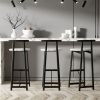 Bar Stools Kitchen Island Bar Chairs Set of 3 Metal Counter Barstools with Backrest for Dining Pub Room (Black & White)