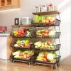 5 Tier Fruit Basket for Kitchen Organizers and Storage, Stackable Metal Wire Basket Stand Cart with Wheels for Fruit Vegetable