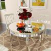47.24" Round Glass Dining Table with Mirror Top