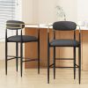 Barstools Set of 2, Counter Height Upholstered Bar Stools with Backs and Iron Legs for Kitchen Island, Gray Fabric Seating 260LBS Weight Capacity