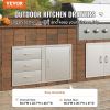 VEVOR Outdoor Kitchen Door Drawer Combo 38.3''W x 22.7''H x 20.7''D, BBQ Access Door/Triple Drawers Combo with Stainless Steel Handles