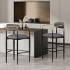 Barstools Set of 2, Counter Height Upholstered Bar Stools with Backs and Iron Legs for Kitchen Island, Gray Fabric Seating 260LBS Weight Capacity