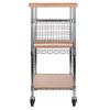 cMadera Utility Kitchen Cart; Bamboo and Chrome