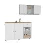 Tigard Two Piece Kitchen Set, Kitchen Island + Wall Cabinet, White / Light Oak