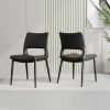 Modern minimalist black PU leather Dining Chairs Set of 2, comfortable backrest design, metal leg support, suitable for restaurants, kitchens