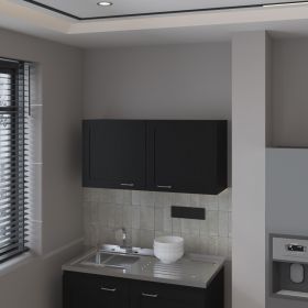 FM FURNITURE Nakya Kitchen Wall Cabinet with 2 Doors, Black