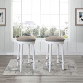 Bar Stools Set of 2 White Color, 360 Degree Swivel, Accent Wooden Swivel Seat Counter Height Bar Stool, Grey Cushion Seat