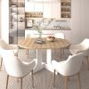 Dining Table for Farmhouse Kitchen 59x43 Inch Expandable Oval Table Top with Removable Leaf Trestle X Shaped Base White