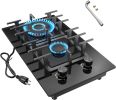 2 Burner Gas Stove Propane Cooktop, Tempered Glass Gas Cooktop 12 inch Stainless Steel Gas Burner with Thermocouple Protection