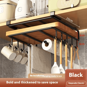 Storage Mug Hooks Rack Under Cabinet Each with Fixed Sticker, 6 Hooks Cup Holder Hanger, Ties Belts Scarf Hanging Hook Rack
