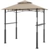 8' x 5' Outdoor Grill Gazebo, Barbecue Gazebo Shelter with LED Light, 2 Side Shelves, Hooks, Bottle Opener, Khaki