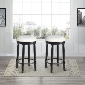 Bar Stools Set of 2 Black COLOR, 360 Degree Swivel, Accent Wooden Swivel Seat Counter Height Bar Stool,White Cushion Seat