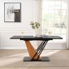61.81(46.46) inch Extendable Dining Table, Modern Geometric Rectangular Table with Sturdy Metal Frame and MDF base