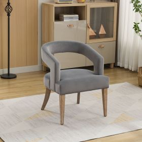 25.79" Wide Modern Barrel Open Back Accent Chair with Wooden Legs for Dining Room, Club, Kitchen and Living Room.Gray.