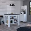 Newark 2 Piece Kitchen Set, Kitchen Island + Pantry Cabinet , White/Onyx