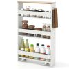 Narrow Mobile Serving Cart with Open Shelves for Kitchen Bathroom Living Room