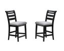 Modern 2pc Counter Height Dining Chairs Black Color Ladder Back Frame Upholstered Cushion Seat Solid wood Kitchen Dining Room