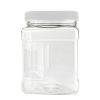 Pride Of India | Clear Food Grade PET Plastic Square Grip Storage Jar w/Cap 6 Jar Pack - 32 FL OZ (3-4 Cup Storage Capacity) | Airtight Seal & Easy Ha