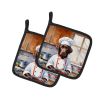 Chocolate Labrador Retriever The Chef Pair of Pot Holders Kitchen Heat Resistant Pot Holders Sets Oven Hot Pads for Cooking Baking BBQ, 7 1/2 x 7 1/2
