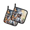 German Wirehaired Pointer The Chef Pair of Pot Holders Kitchen Heat Resistant Pot Holders Sets Oven Hot Pads for Cooking Baking BBQ, 7 1/2 x 7 1/2