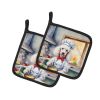 White Poodle The Chef Pair of Pot Holders Kitchen Heat Resistant Pot Holders Sets Oven Hot Pads for Cooking Baking BBQ, 7 1/2 x 7 1/2