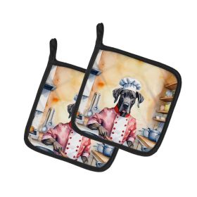 Great Dane The Chef Pair of Pot Holders Kitchen Heat Resistant Pot Holders Sets Oven Hot Pads for Cooking Baking BBQ, 7 1/2 x 7 1/2