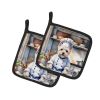 Westie The Chef Pair of Pot Holders Kitchen Heat Resistant Pot Holders Sets Oven Hot Pads for Cooking Baking BBQ, 7 1/2 x 7 1/2