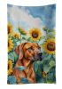Rhodesian Ridgeback in Sunflowers Kitchen Towel Dish Cloths Guest Hand Towel Decorative Bathroom Towel for Face,Tea, Dishcloth, Kitchen and Bath