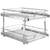 VEVOR 2 Tier 20"Wx21"Dx15"H Pull Out Cabinet Organizer, Heavy Duty Slide Out Pantry Shelves, Steel Roll Out Drawers, Sliding Drawer Storage for Home