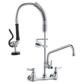 VEVOR Wall-Mounted Kitchen Faucet, 25" Tall, 8" Center Distance, 12" Rotatable Spout, Includes Pre-Rinse Spray, Brass Build, Pull-Down Feature