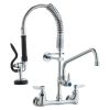VEVOR Wall-Mounted Brass Kitchen Faucet, 21" Tall, 8" Installation Width, Includes 12" Rotating Spout and Pull-Down Sprayer, Suitable for Single