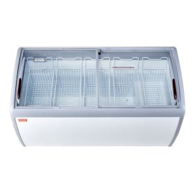 VEVOR Commercial Ice Cream Display Case, 16.3 Cu.ft Chest Freezer, Mobile Glass Top Deep Freezer