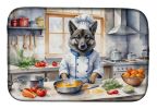 Norwegian Elkhound The Chef Dish Drying Mat Absorbent Dish Drying Mat Pad for Kitchen Counter Dish Drainer Mat for Countertop, 14 x 21", Multicolor