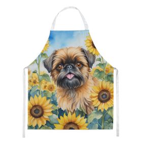 Brussels Griffon in Sunflowers Apron Cooking Kitchen Server Baking Crafts Gardening for Adult Women Men, Unisex, Large, Multicolor
