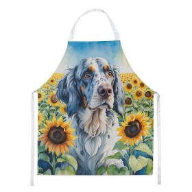English Setter in Sunflowers Apron Cooking Kitchen Server Baking Crafts Gardening for Adult Women Men, Unisex, Large, Multicolor