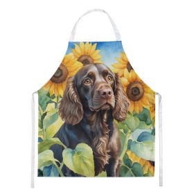 Boykin Spaniel in Sunflowers Apron Cooking Kitchen Server Baking Crafts Gardening for Adult Women Men, Unisex, Large, Multicolor