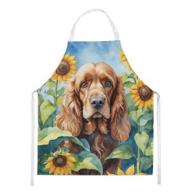 Cocker Spaniel in Sunflowers Apron Cooking Kitchen Server Baking Crafts Gardening for Adult Women Men, Unisex, Large, Multicolor