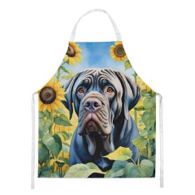 Neapolitan Mastiff in Sunflowers Apron Cooking Kitchen Server Baking Crafts Gardening for Adult Women Men, Unisex, Large, Multicolor