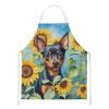 Miniature Pinscher in Sunflowers Apron Cooking Kitchen Server Baking Crafts Gardening for Adult Women Men, Unisex, Large, Multicolor