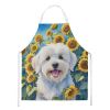 Coton de Tulear in Sunflowers Apron Cooking Kitchen Server Baking Crafts Gardening for Adult Women Men, Unisex, Large, Multicolor