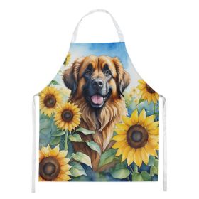 Leonberger in Sunflowers Apron Cooking Kitchen Server Baking Crafts Gardening for Adult Women Men, Unisex, Large, Multicolor