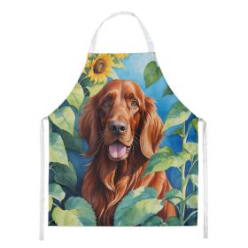 Irish Setter in Sunflowers Apron Cooking Kitchen Server Baking Crafts Gardening for Adult Women Men, Unisex, Large, Multicolor