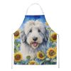 Old English Sheepdog in Sunflowers Apron Cooking Kitchen Server Baking Crafts Gardening for Adult Women Men, Unisex, Large, Multicolor