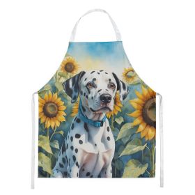 Dalmatian in Sunflowers Apron Cooking Kitchen Server Baking Crafts Gardening for Adult Women Men, Unisex, Large, Multicolor