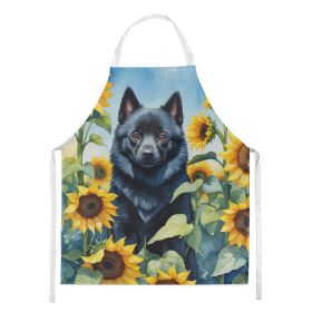 Schipperke in Sunflowers Apron Cooking Kitchen Server Baking Crafts Gardening for Adult Women Men, Unisex, Large, Multicolor