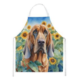 Bloodhound in Sunflowers Apron Cooking Kitchen Server Baking Crafts Gardening for Adult Women Men, Unisex, Large, Multicolor