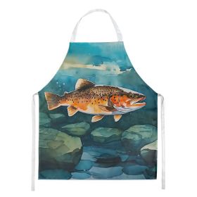 Brown Trout Apron Cooking Kitchen Server Baking Crafts Gardening for Adult Women Men, Unisex, Large, Multicolor